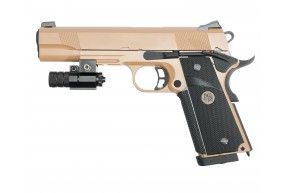 Страйкбольный пистолет KJW Colt M1911A1 M.E.U. (6 мм, GBB, CO2, Tan)
