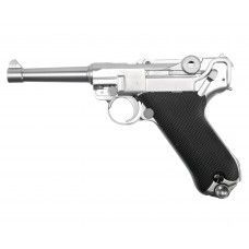 Страйкбольный пистолет WE Luger P-08 4 дюйма (6 мм, GBB, Gas, хром)