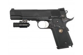 Страйкбольный пистолет WE Colt M1911A1 M.E.U. (6 мм, GBB, Gas, Weaver, черный)