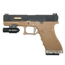 Страйкбольный пистолет WE Glock 17 G-Force (6 мм, GBB, Gas, Tan, золотой ствол)