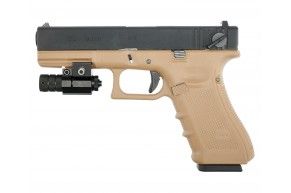 Страйкбольный пистолет WE Glock 18 Gen 4 (6 мм, Green Gas, GBB, Tan)