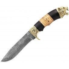 Нож фиксированный Ножемир Таежник (3448, дамаск, береста)