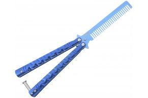 Нож тренировочный Ножемир Skalp BRA-33 (расческа, бабочка, синий титан)