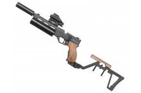 Пневматический пистолет KrugerGun Корсар 6.35 мм (180 мм, d42, прямоток, манометр, приклад, дерево)