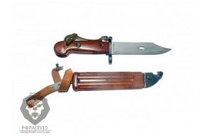 ММГ Штык-ножа АК ШНС-001-02 ( макет, переходной между АКМ и АК74, цельная коричневая рукоять бакелит, бакелитовые ножны , без пропила)