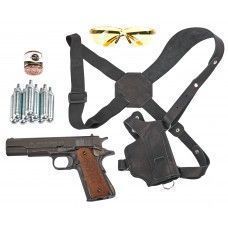 Пневматический пистолет Borner 1911 4.5 мм комплект Hunter №1 (Colt, кобура, шарики, баллончики, очки, мишени, Blowback)
