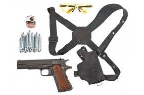 Пневматический пистолет Borner 1911 4.5 мм комплект Hunter №1 (Colt, кобура, шарики, баллончики, очки, мишени, Blowback)