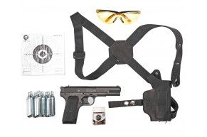 Пневматический пистолет Borner TT Blowback 4.5 мм комплект Hunter №1 подарочный (Токарев, металлический, кобура, 500 шаров, 10 баллонов, очки, 50 мишеней)