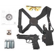 Пневматический пистолет Borner Sport 331 комплект Hunter №1 подарочный (Beretta, кобура, 500 шаров, 10 баллонов, очки, 50 мишеней)