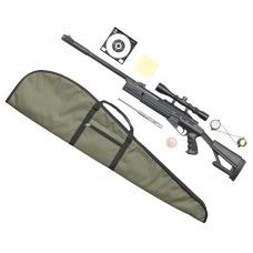 Винтовка пневматическая Hatsan Airtact комплект Hunter №2 (4.5 мм, прицел, кольца, газовая пружина, мишени, пули, чехол, 3 Дж)