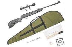 Пневматическая винтовка Hatsan Striker 1000S комплект Hunter №2 (прицел, кольца, газовая пружина, чехол, мишени, пули, набор для чистки, 3 Дж, 4.5 мм)