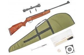 Пневматическая винтовка Hatsan Striker 1000X комплект Hunter №2 (прицел, кольца, газовая пружина, чехол, мишени, пули, набор для чистки, 3 Дж, 4.5 мм, дерево)