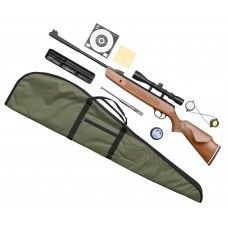 Пневматическая винтовка Hatsan Striker 1000X комплект Hunter №2 (прицел, кольца, газовая пружина, чехол, мишени, пули, набор для чистки, 3 Дж, 4.5 мм, дерево)