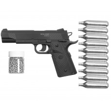 Пистолет пневматический Stalker S1911G 4.5 мм комплект Hunter подарочный №1 (Colt 1911, 10 баллонов, 500 шаров)