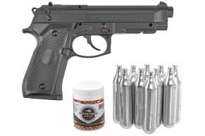 Пистолет пневматический Stalker S92PL 2 4.5 мм комплект Hunter подарочный №1 (Beretta M92, 10 баллонов, 500 шаров)