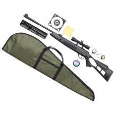 Пневматическая винтовка Hatsan Striker Edge 4.5 мм подарочный набор Hunter №4 (прицел, кольца, чехол, набор для чистки, мишени, пули)