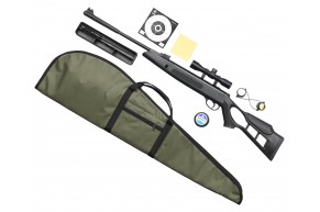Пневматическая винтовка Hatsan Striker Edge 4.5 мм подарочный набор Hunter №4 (прицел, кольца, чехол, набор для чистки, мишени, пули)