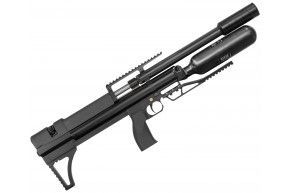 Пневматическая винтовка Alfa Dobermann Буллпап 6.35 мм (450 мм, прямоток, стандарт, под полнотел, модератор 44 мм, колба, передний взвод)