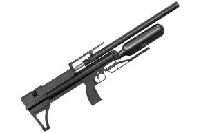 Пневматическая винтовка Alfa Dobermann Буллпап 6.35 мм (550 мм, редуктор, стандарт, под полнотел, модератор 29 мм, колба, передний взвод)