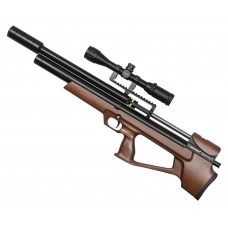 Пневматическая винтовка Alfa Dobermann Буллпап 6.35 мм (550 мм, прямоток, под полнотел, модератор 44 мм, передний взвод, дерево)