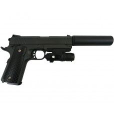 Страйкбольный пистолет Galaxy G.25A (Colt M1911, глушитель, ЛЦУ)
