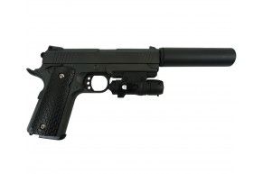 Страйкбольный пистолет Galaxy G.25A (Colt M1911, глушитель, ЛЦУ)