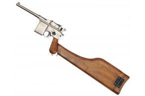 Страйкбольный пистолет WE Mauser 712 Silver (6 мм, GBB, C96, приклад)