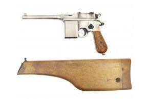 Страйкбольный пистолет WE Mauser 712 Silver (6 мм, GBB, C96, приклад)
