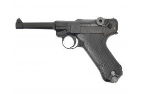 Страйкбольный пистолет WE Luger P-08 4 дюйма (6 мм, GBB, Green Gas, черный)