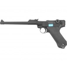 Страйкбольный пистолет WE Luger P-08 8 дюймов (6 мм, Gas, GBB, Черный)