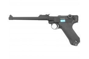Страйкбольный пистолет WE Luger P-08 8 дюймов (6 мм, Gas, GBB, Черный)
