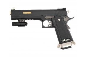 Страйкбольный пистолет WE Colt M1911 Hi-Capa 6 Black & Gold (GAS, GBB, WE-H018WETA2-BKGD)