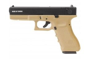 Страйкбольный пистолет KJW Glock G18 (6 мм, GBB, Green Gas, Tan)