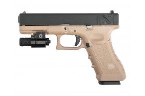 Страйкбольный пистолет KJW Glock G18 (6 мм, GBB, Green Gas, Tan)