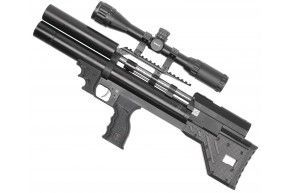 Пневматическая винтовка Krugergun Снайпер 6.35 мм Буллпап (300 мм, прямоток, передний взвод, пластик)