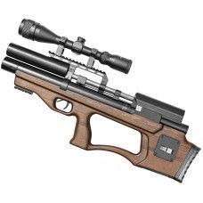 Пневматическая винтовка Krugergun Снайпер 5.5 мм Буллпап (300 мм, редуктор, регулируемый тыльник, высокий мостик, передний взвод, дерево)