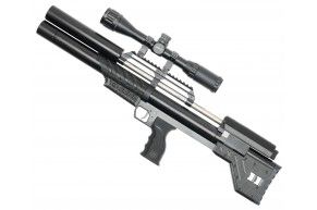 Пневматическая винтовка Krugergun Снайпер 5.5 мм Буллпап (580 мм, резервуар 510, прямоток, передний взвод, пластик) 