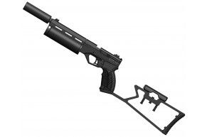 Пневматический пистолет Krugergun Корсар 6.35 мм (PCP, 180 мм, d42, с прикладом, без манометра)