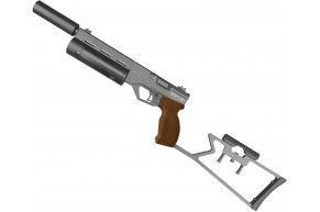 Пневматический пистолет Krugergun Корсар 5.5 мм (180 мм, d42, с манометром, с прикладом, дерево)