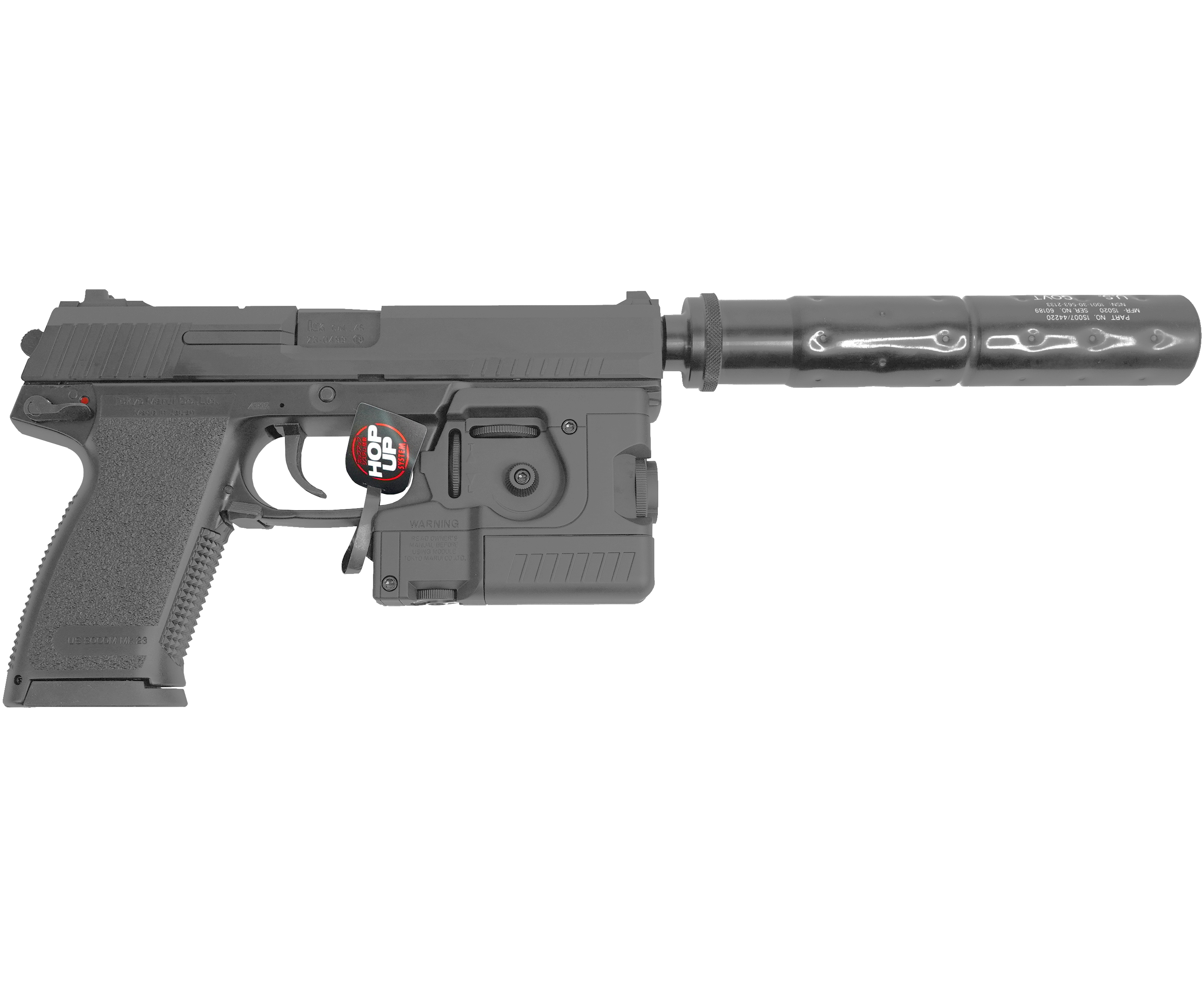 Страйкбольный пистолет Tokyo Marui Socom Mk.23 GNB (6 мм, фонарь, ПБС, HK)