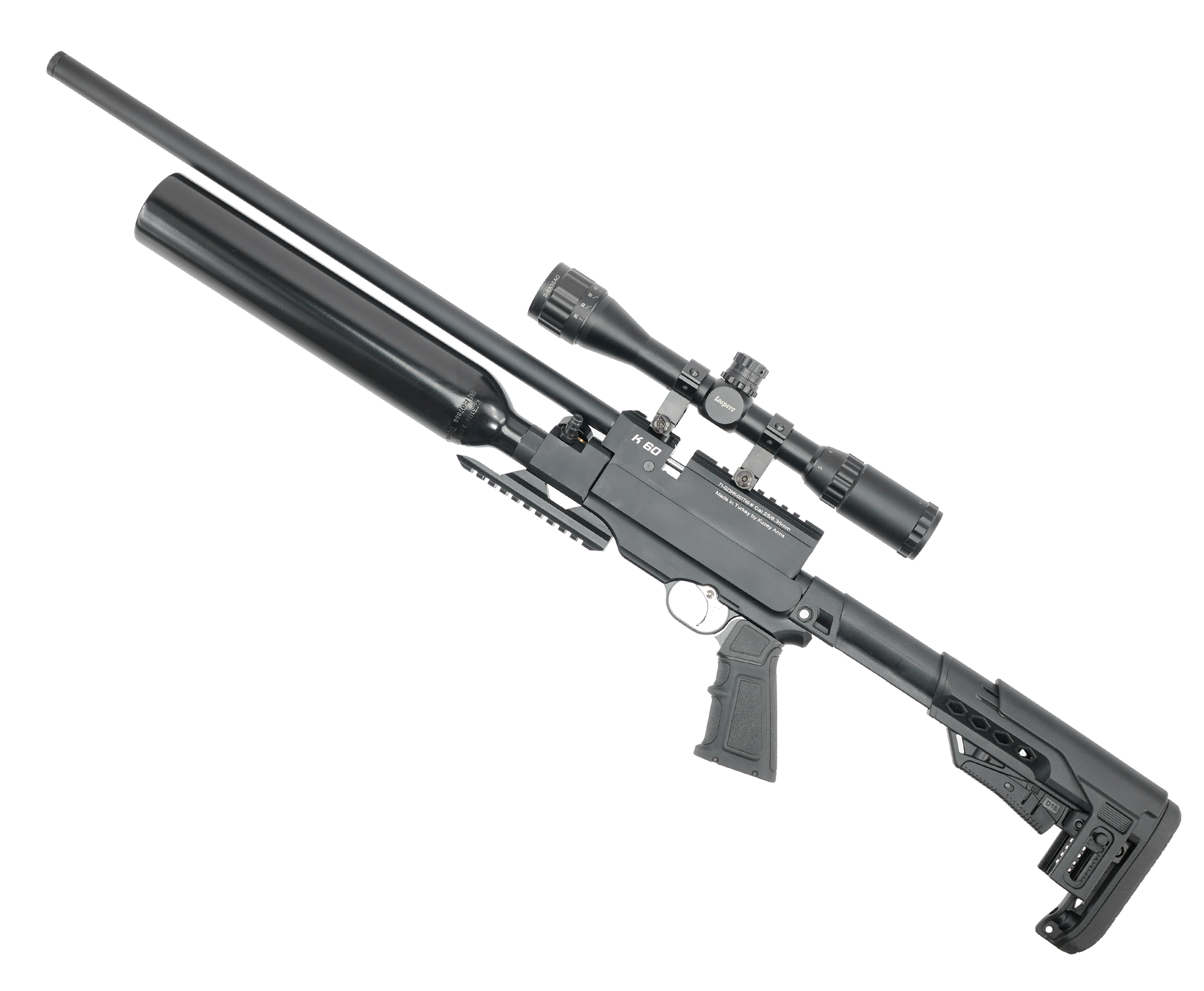 Пневматическая винтовка Kuzey K60 6.35 мм (пластик, телескопический приклад, колба)