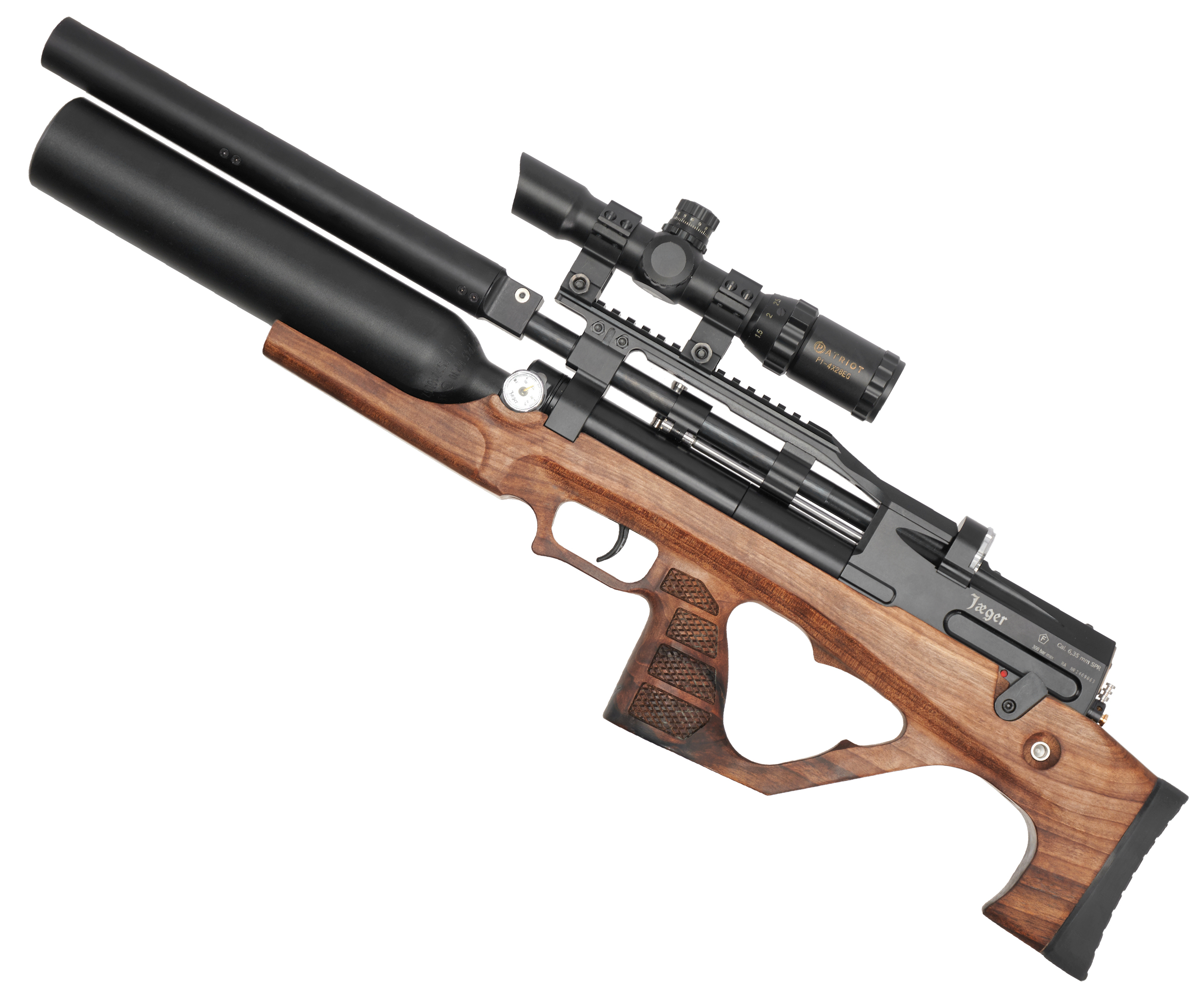 Пневматическая винтовка Jager SPR BullPup 6.35 мм (470 мм, передний взвод, AP, редуктор, колба)