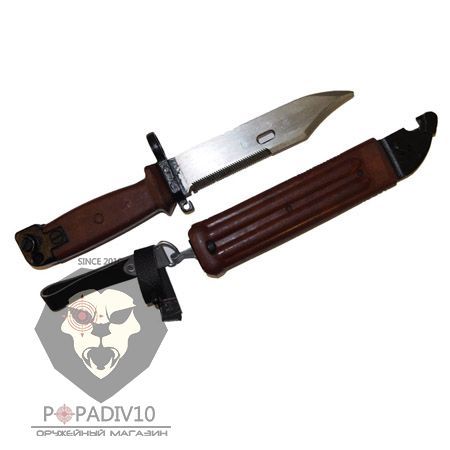 ММГ Штык-нож АК ШНС-001 Макет (для АК74, коричневые ножны и рукоятка, без пропила, Люкс)