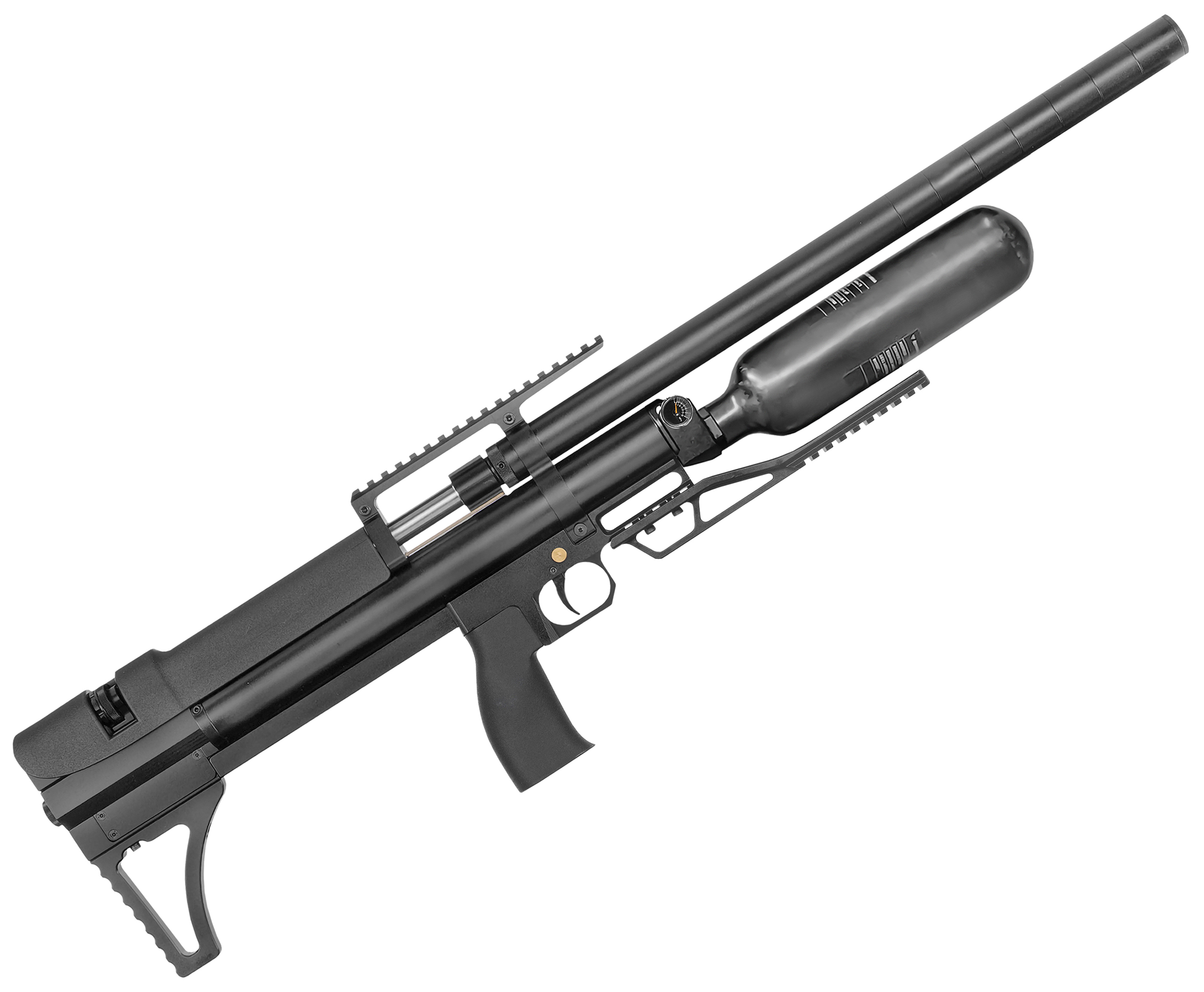 Пневматическая винтовка Alfa Dobermann Буллпап 4.5 мм (редуктор, модератор 29 мм, полигонал, передний взвод, 600 мм, колба)