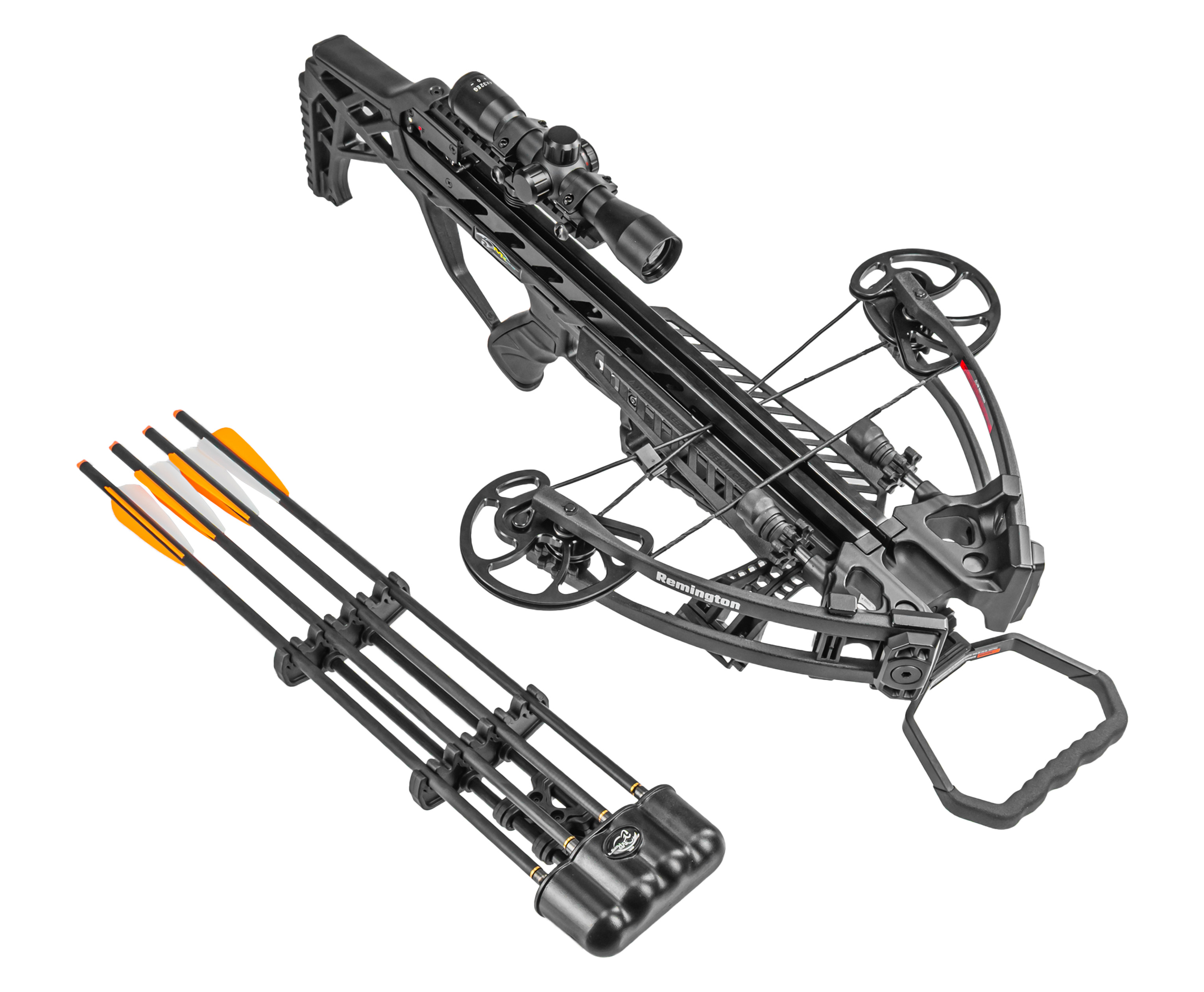 Арбалет блочный Man Kung XB65 BK (черный, кивер, 4 стрелы, прицел, крепеж, воск, натяжитель)