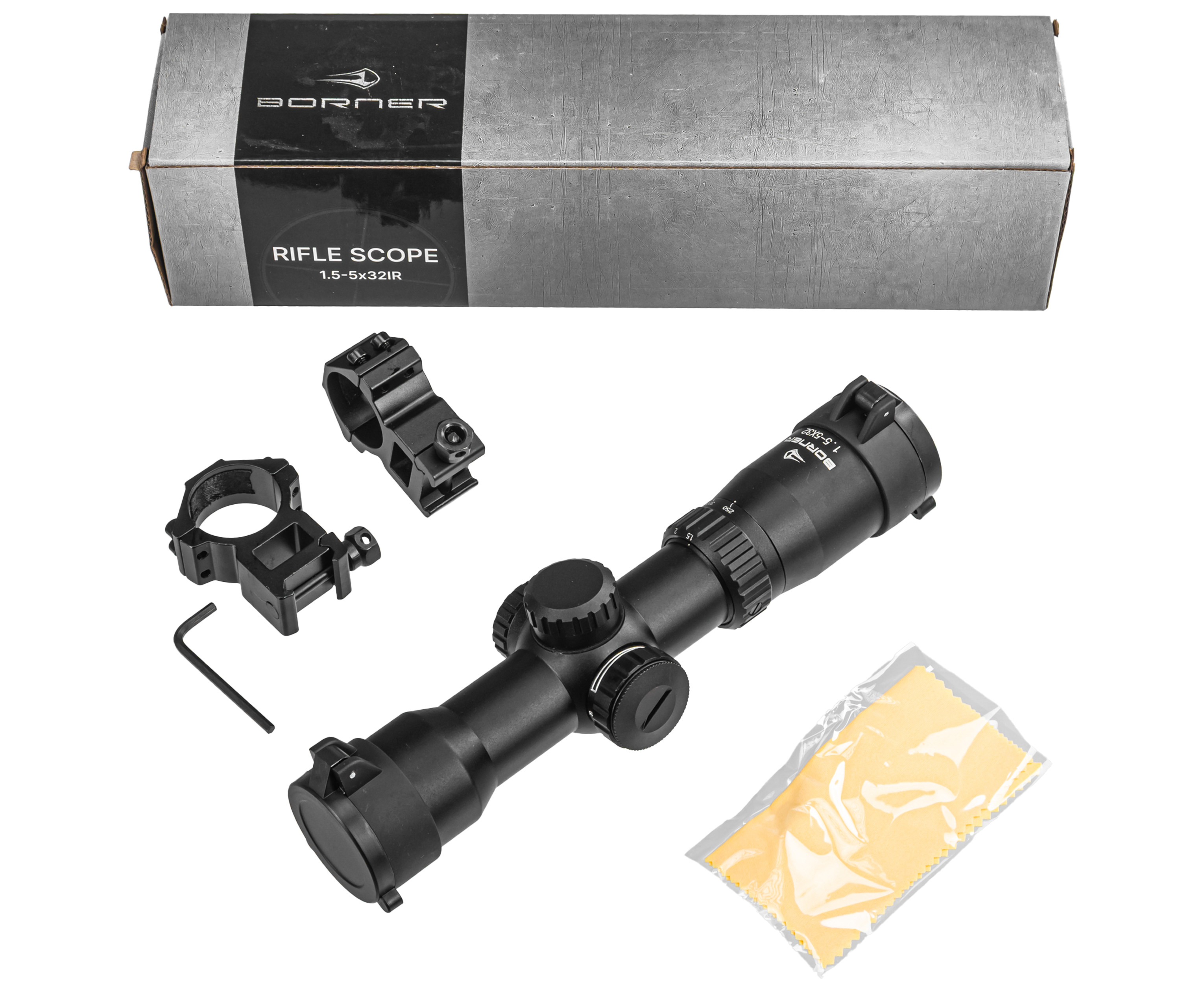 Оптический прицел Borner 1.5-5x32 (для арбалета, подсветка, 25.4 мм, Weaver)