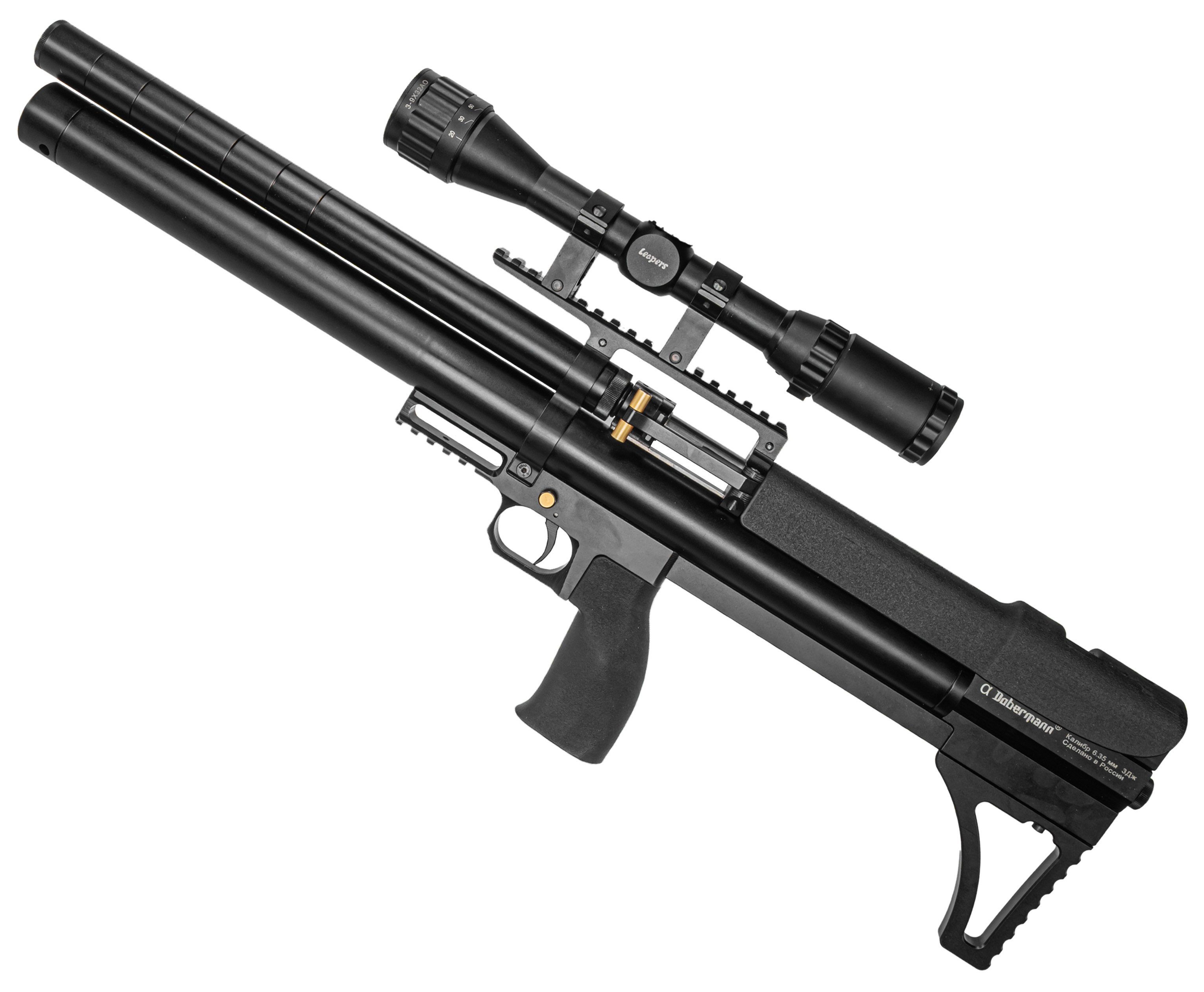 Уценка Пневматическая винтовка Alfa Dobermann Буллпап 6.35 мм (450 мм, полигональные нарезы, передний взвод, уценка)