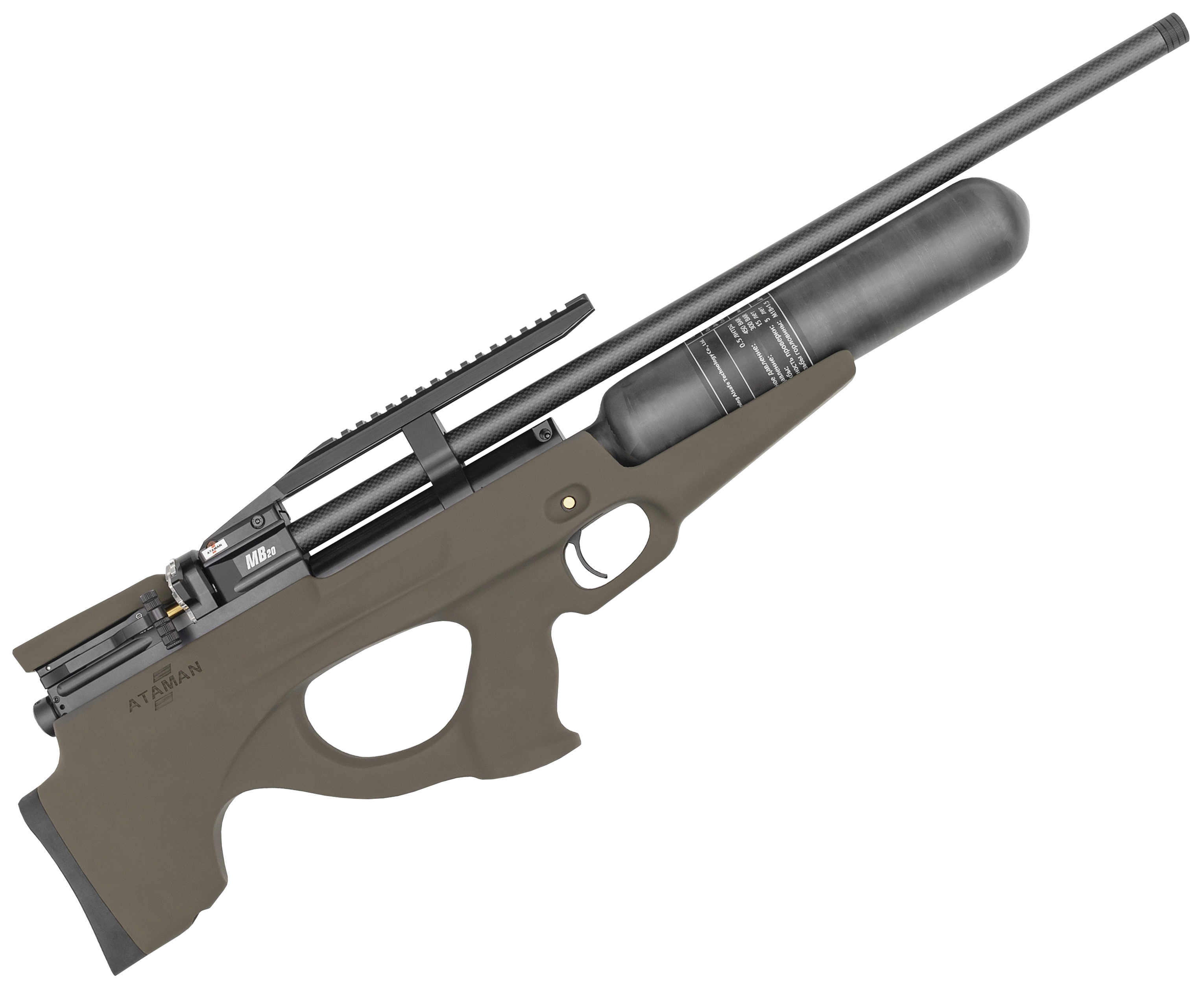 Пневматическая винтовка Ataman MB20 B36 BullPup Колба 6.35 мм (Бук, Soft-Touch, редуктор, полнотел, олива)