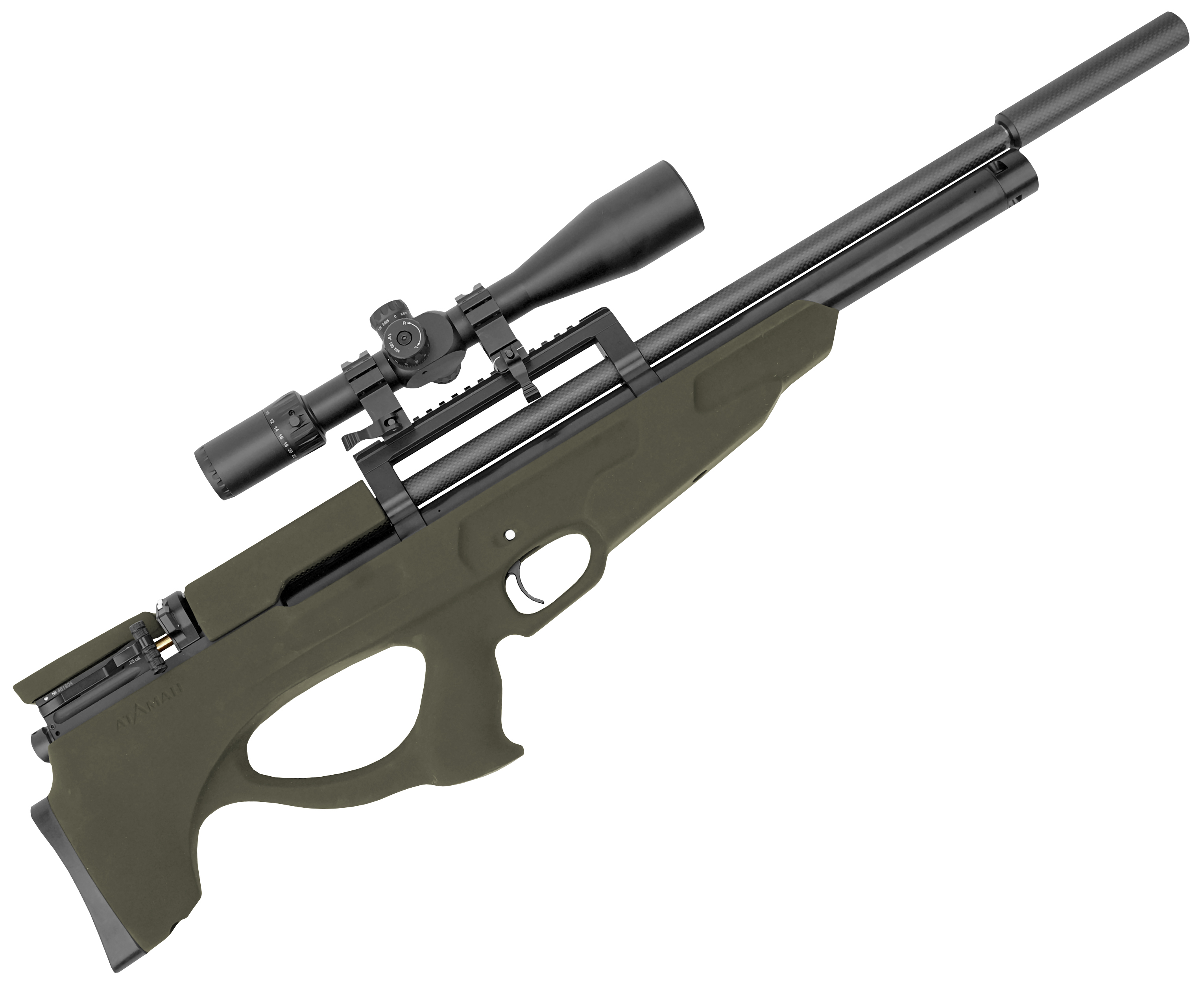 Пневматическая винтовка Ataman M20SD 648 STOV Буллпап 6.35 мм (Бук, Soft-Touch, редуктор, полнотел, олива)