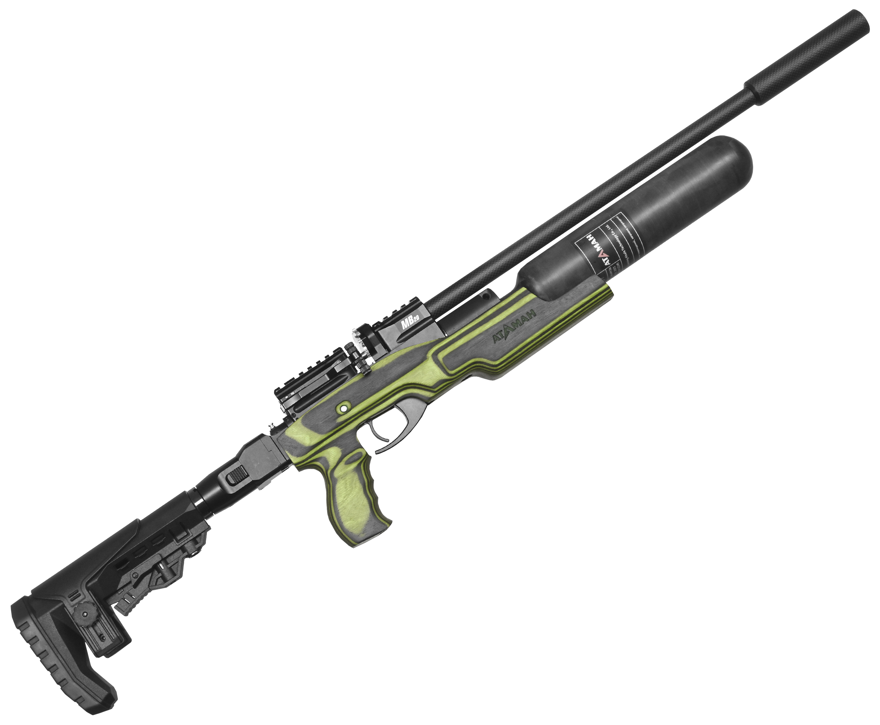 Пневматическая винтовка Ataman MB20 B 625 L4 6.35 мм (прямоток, полнотел, колба, зеленый, ламинат)